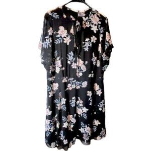 Torrid Fit and Flare Black Floral Dress Women’s Size 16